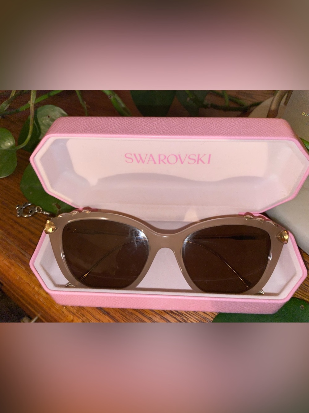 Swarovski Taupe Frame Sunglasses with Dark Brown Lenses